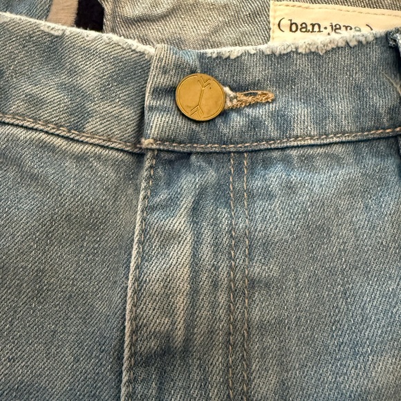 Blue Distressed Jean Shorts with Frayed Hem - Picture 5 of 9